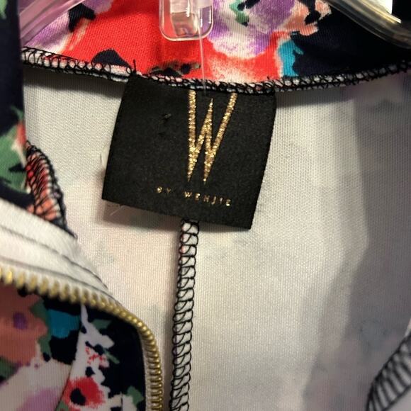 W by Wenjie Floral Zip Up Black, Red and Purple Floral Jacket - Picture 3 of 4